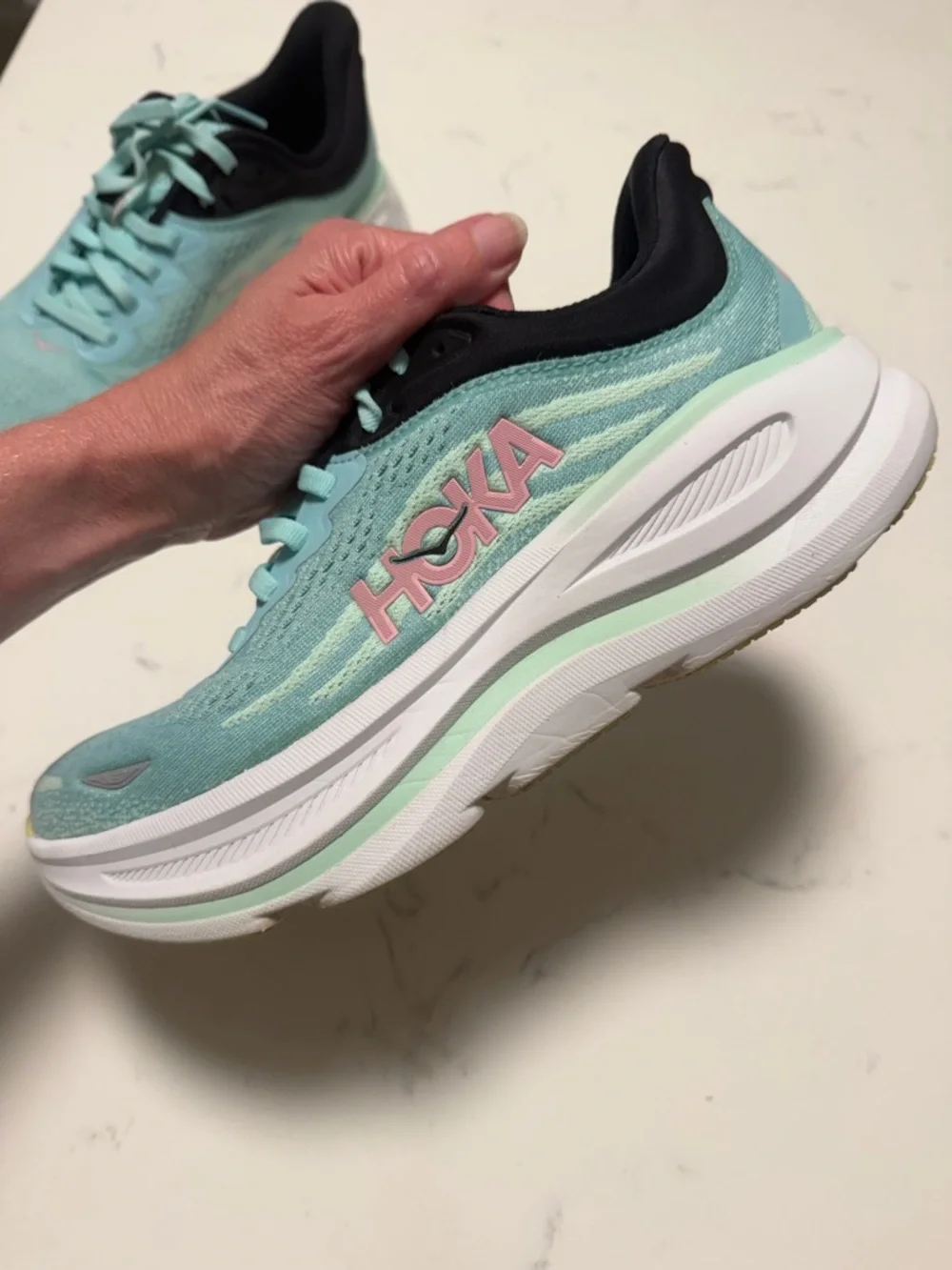 Hoka Bondi 9 Blue Spark/Mint Fluorite Size 7 VGUC - Picture 6 of 14